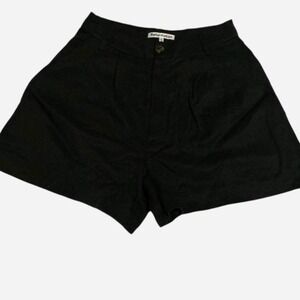 Reformation Black High Waisted Pleated Shorts Women Size 0 Tencel Lyocell